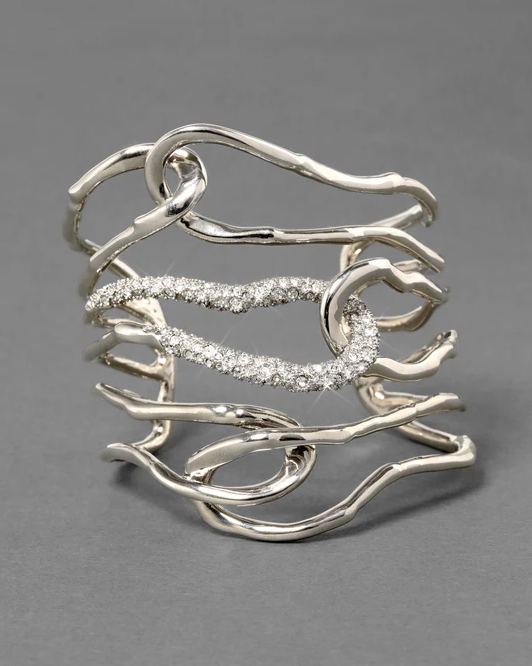 Solanales Large Twisted Cuff Bracelet - Silver