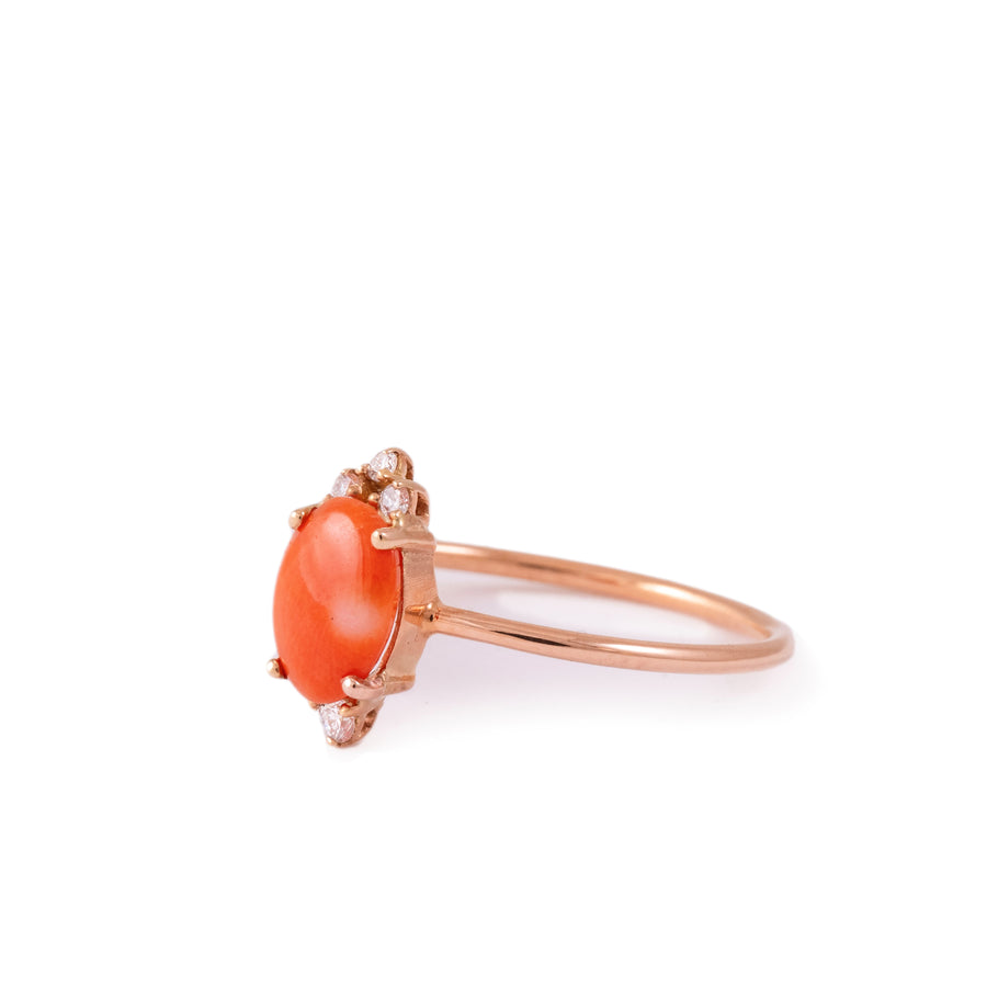 coral and diamond ring