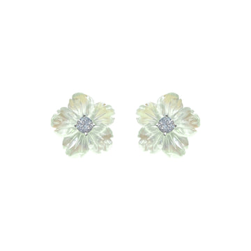 CARVED SERPENTINE FLOWER EARRINGS