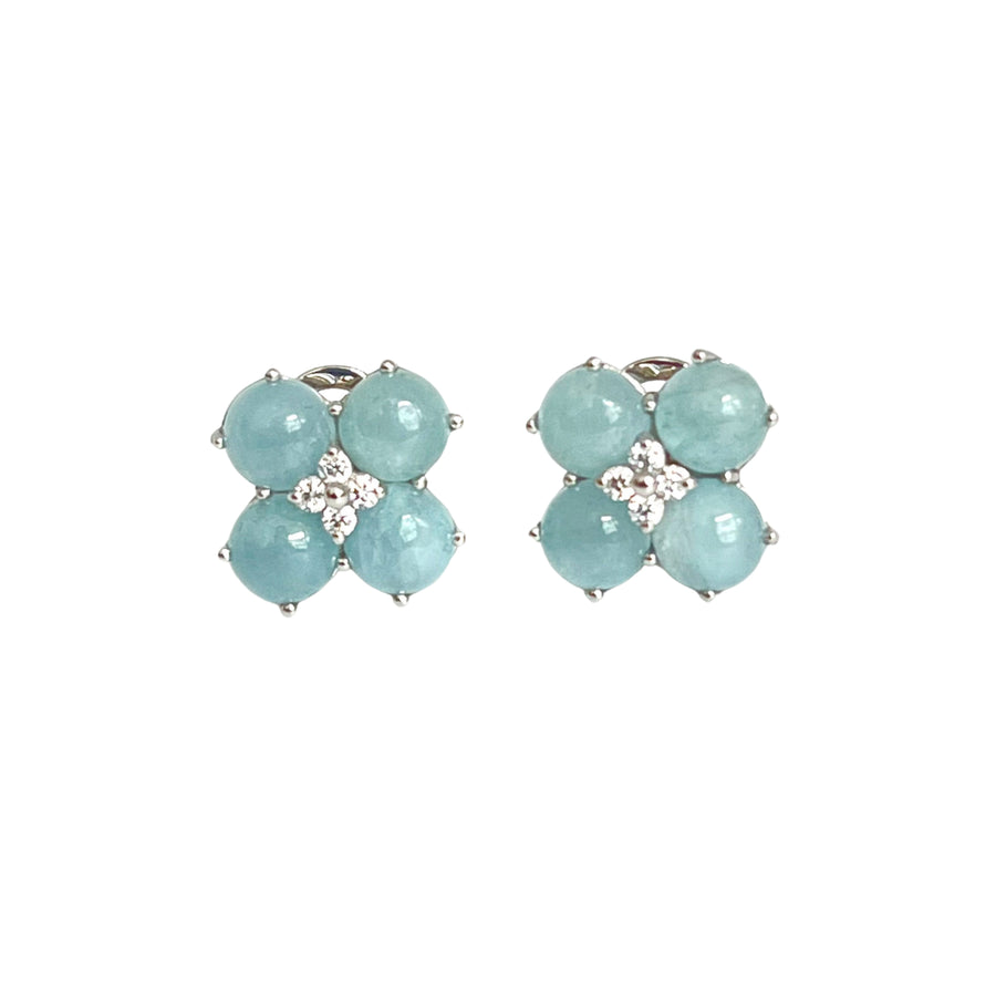 AQUAMARINE FLOWER EARRINGS