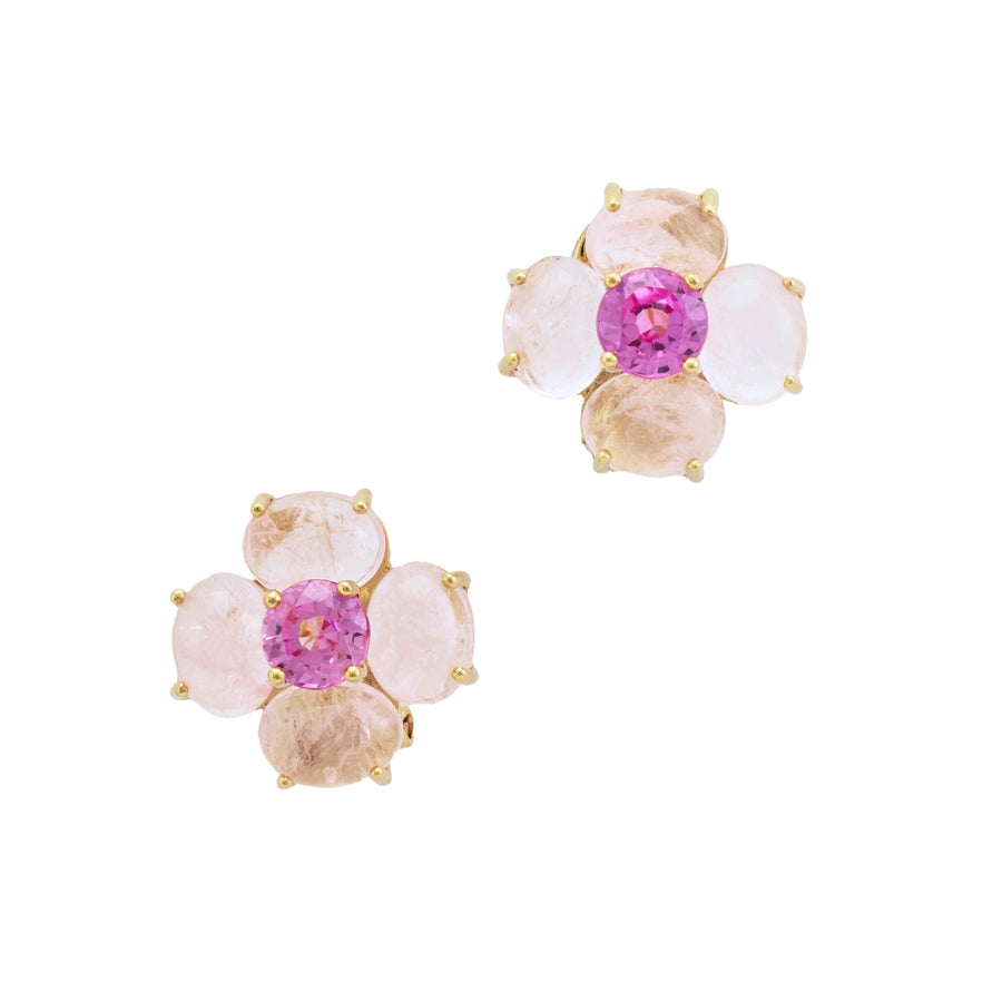 FOUR PETAL OVAL MORGANITE earring