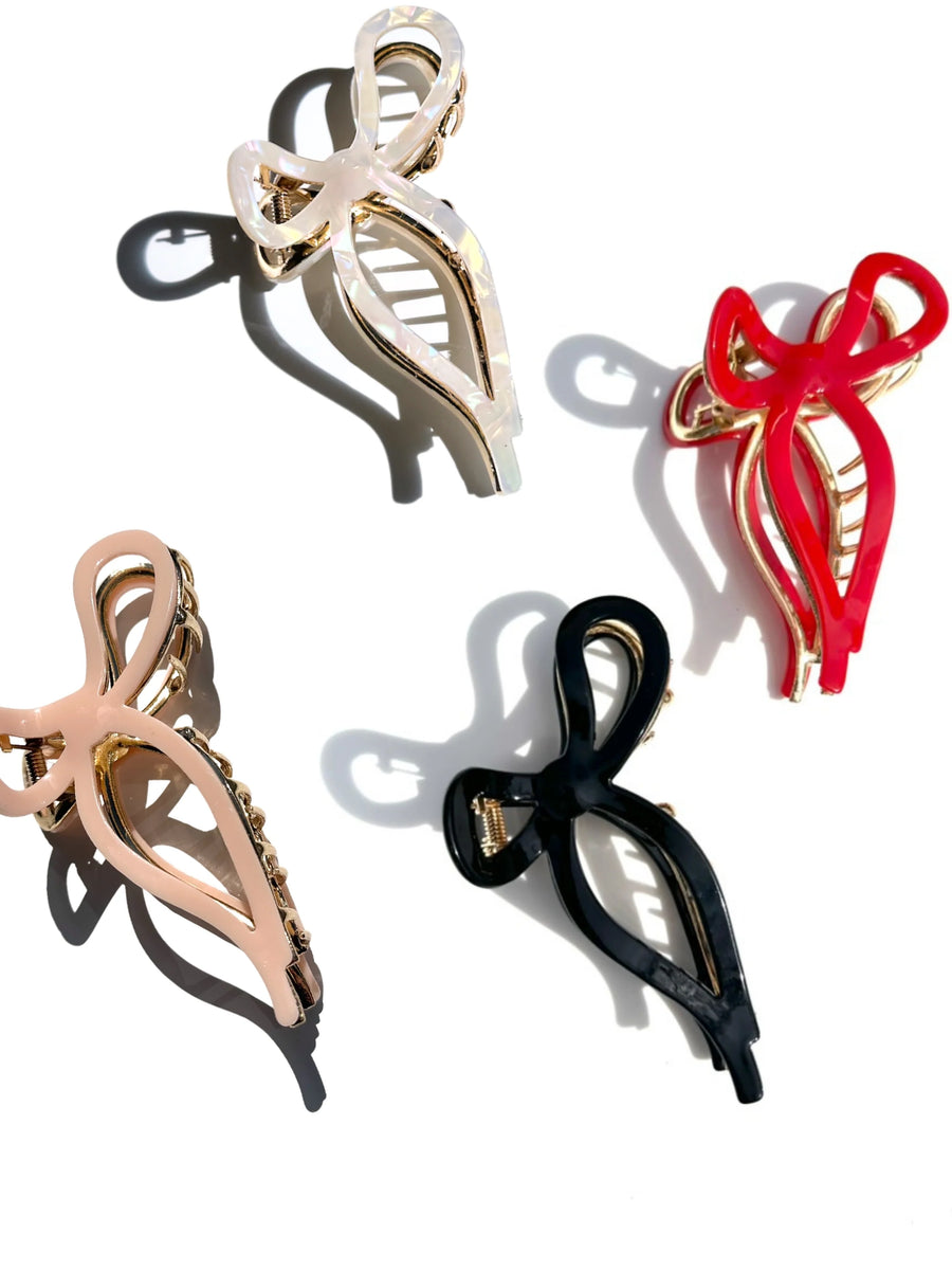 Ballet Bow Acetate Claw Clip - Pearl