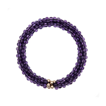 Beaded Gemstone Bracelet: Amethyst, Gold
