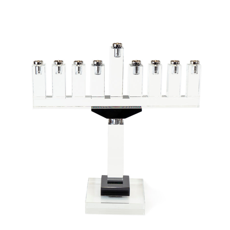 Clear and Black Crystal Menorah