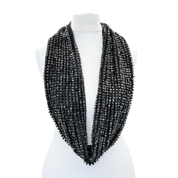 Silver/Black Pashmina Fishnet Infinity Scarf