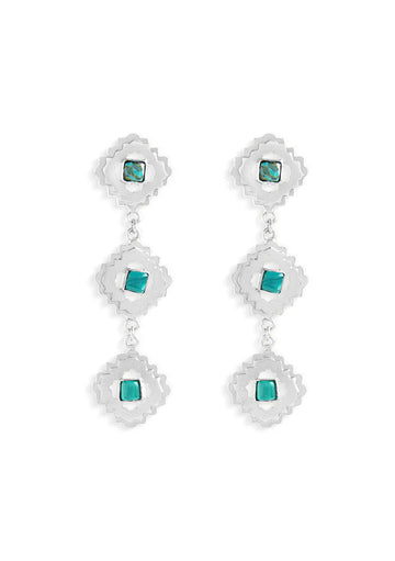 Silver Mandala Long Earrings