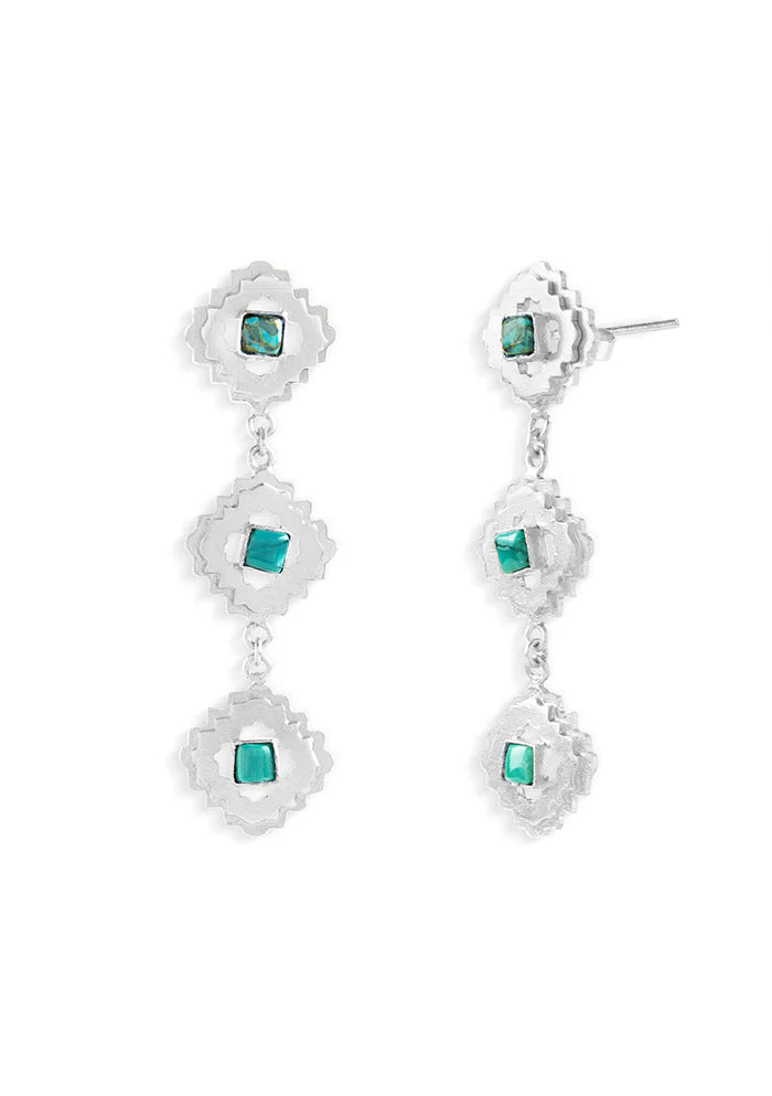 Silver Mandala Long Earrings