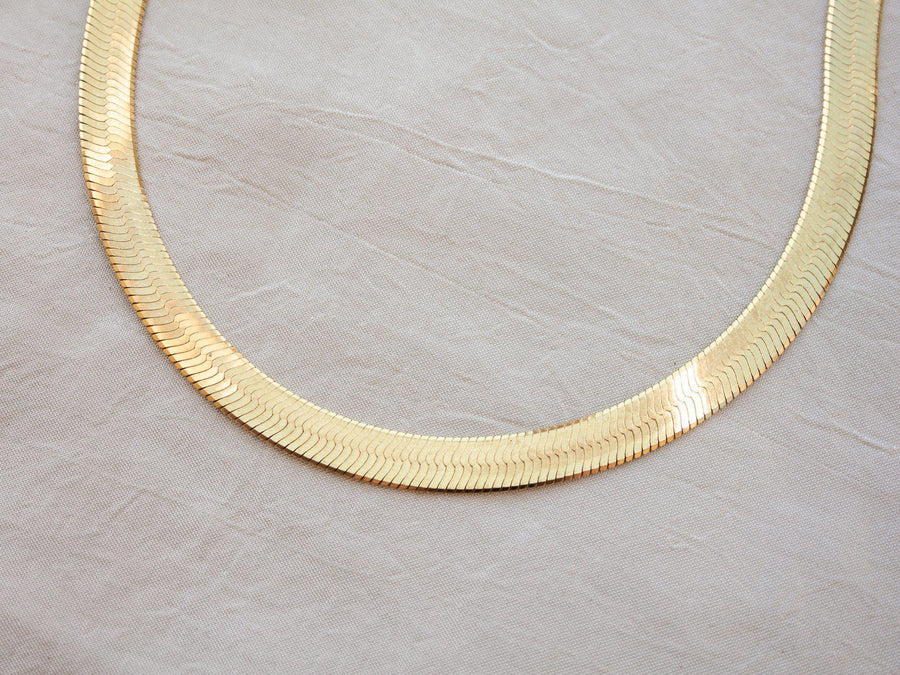 Bold Gold Herringbone Chain - 14K GP