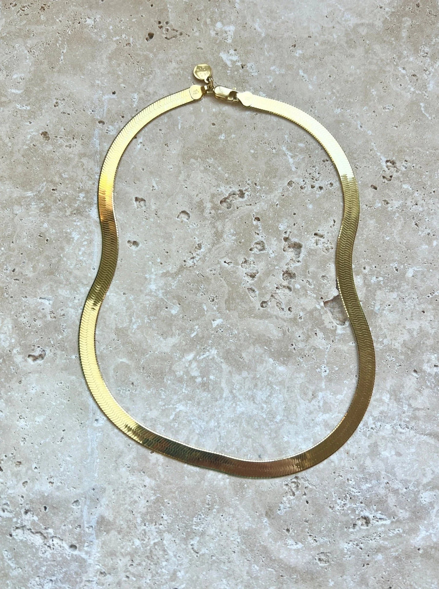 Bold Gold Herringbone Chain - 14K GP