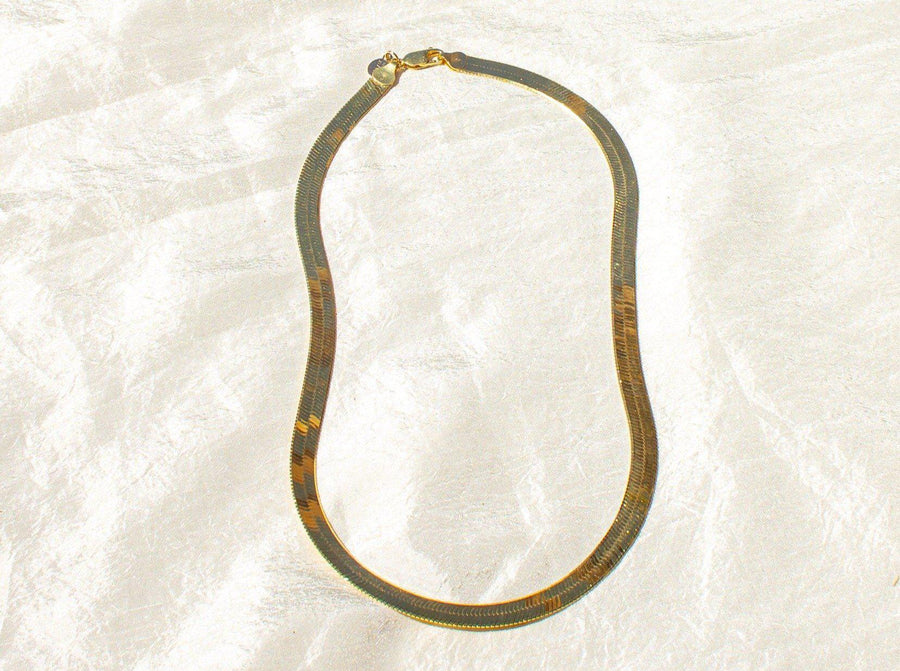 Bold Gold Herringbone Chain - 14K GP