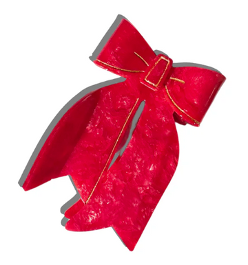 Hand-painted Bow Claw Hair Clip - Red