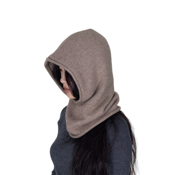 Rolled Edge Cashmere Balaclava - Brown