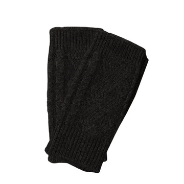 Cable Knit Cashmere Fingerless Wrist Warmer - Black