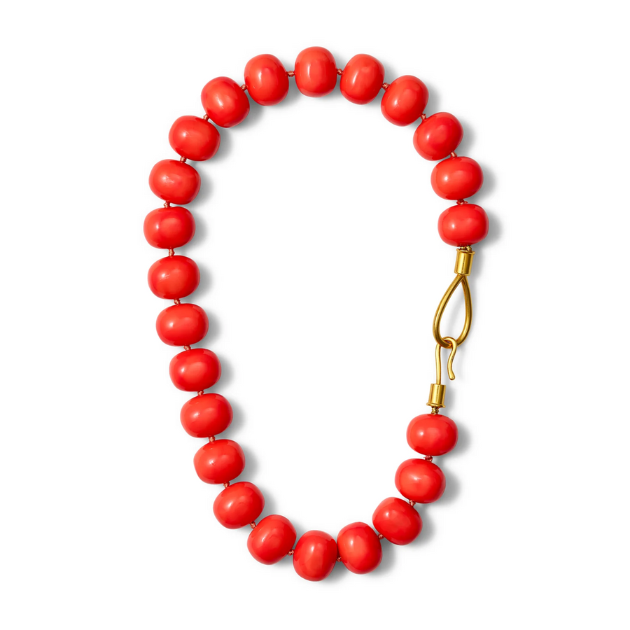 Salmon pebble pearl Lasso and Hook Statement Necklace