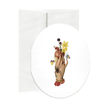 Apple + Spider Oval Greeting Card