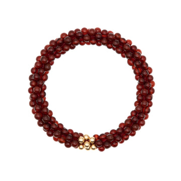 Beaded Gemstone Bracelet: Carnelian & Gold