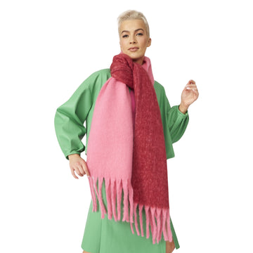 Cashmere Blend Two Tone Wrap - Pink