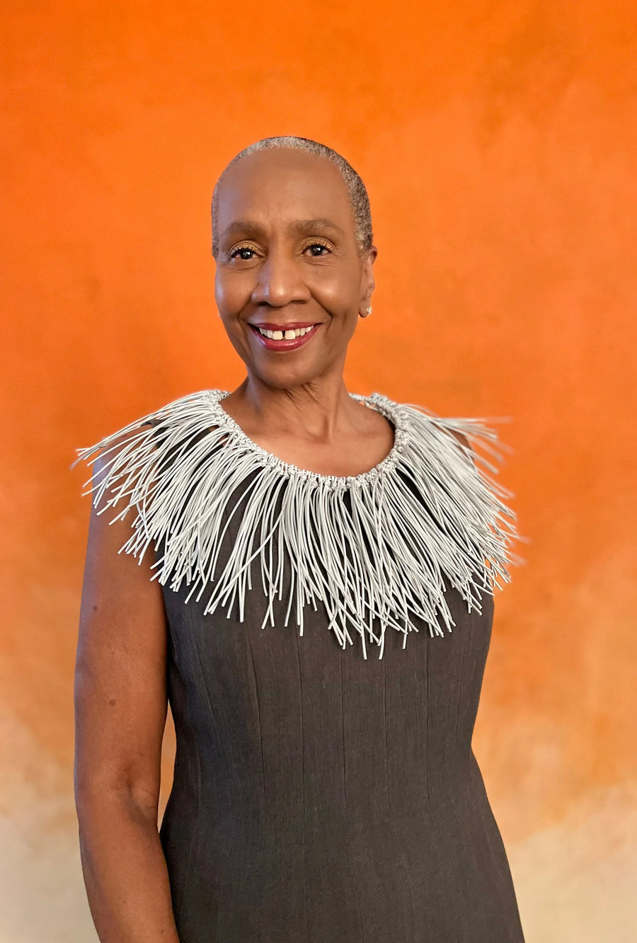 Silver Jimi Hendrix Leatherette Fringe Necklace - Short