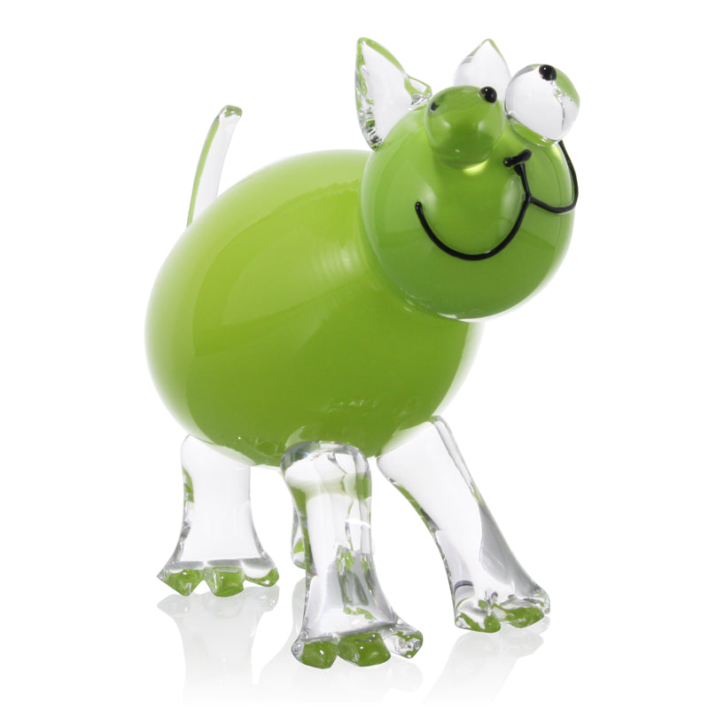 Cat Glass Sculpture - Green