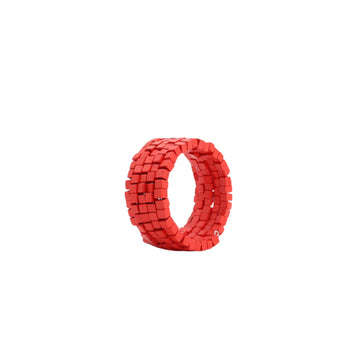 Pashmina Wooden Beads Snake Bracelets - Red