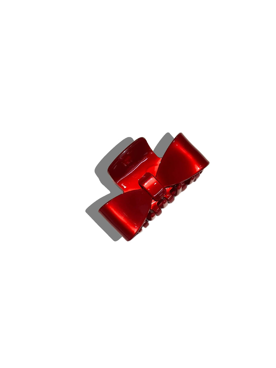 Classic Bow Acetate Claw Hair Clip - Red