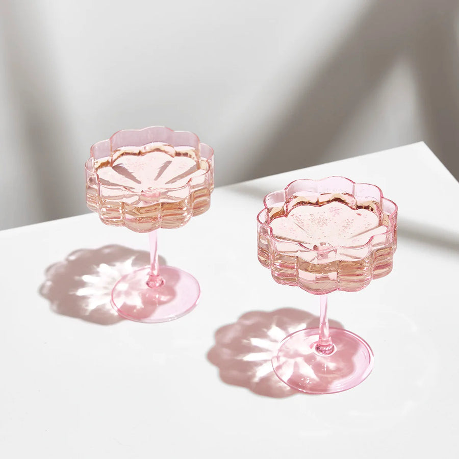 PINK WAVE COUPE GLASSES - SET OF 2