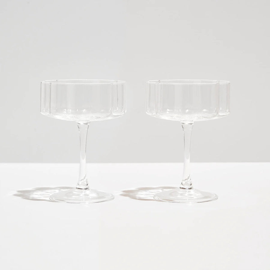 CLEAR WAVE COUPE GLASSES - SET OF 2