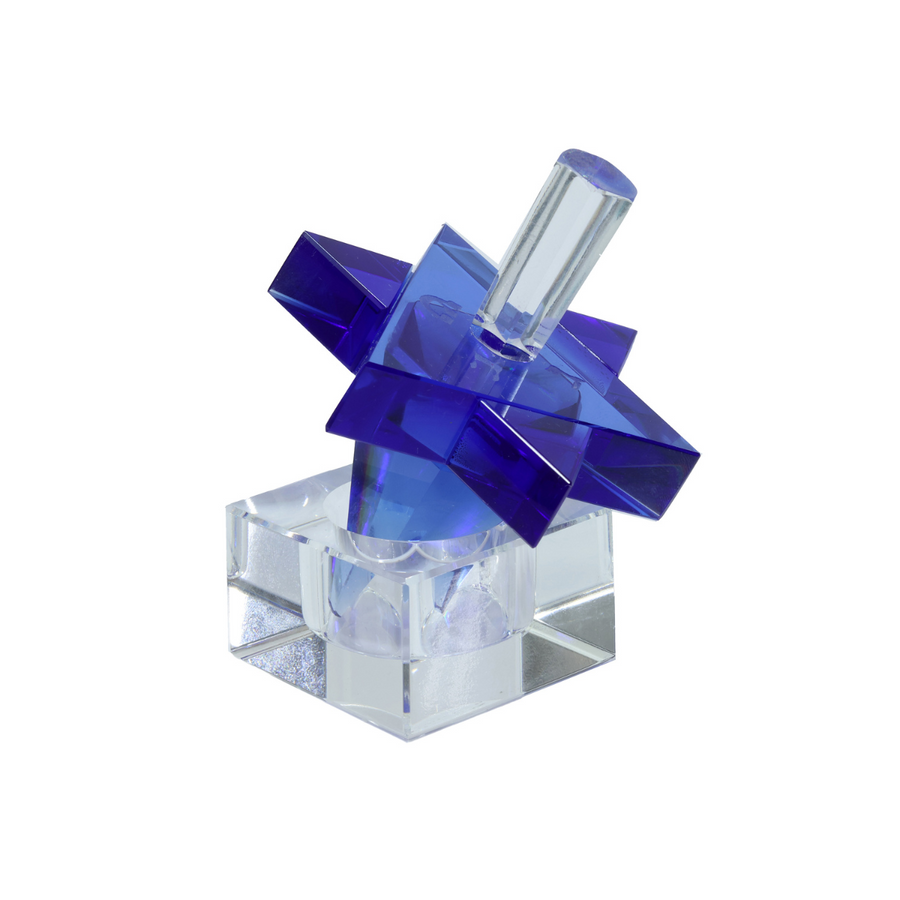 Blue Crystal Dreidel - Star of David