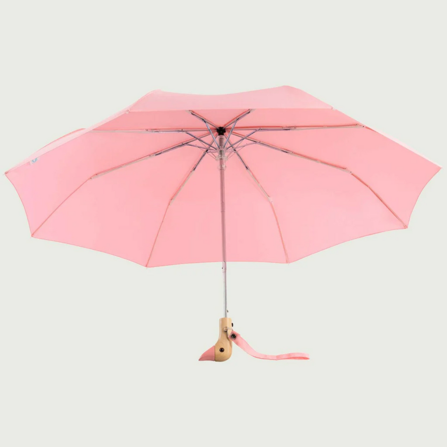 Pink 100% recycled plastic bottle Compact Duck Umbrella
