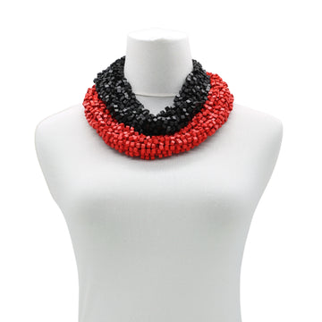 Pashmina Fishnet Infinity Scarf - Red and Black