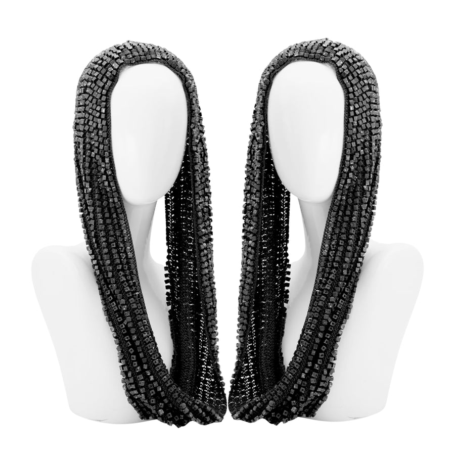 Silver/Black Pashmina Fishnet Infinity Scarf