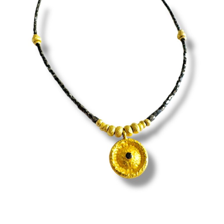 Shield Pendant on Black Daily Diamonds Necklace