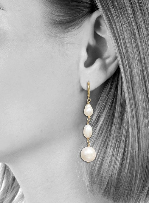 BAROQUE PEARL AND PEARL COMBO DANGLE EARRINGS