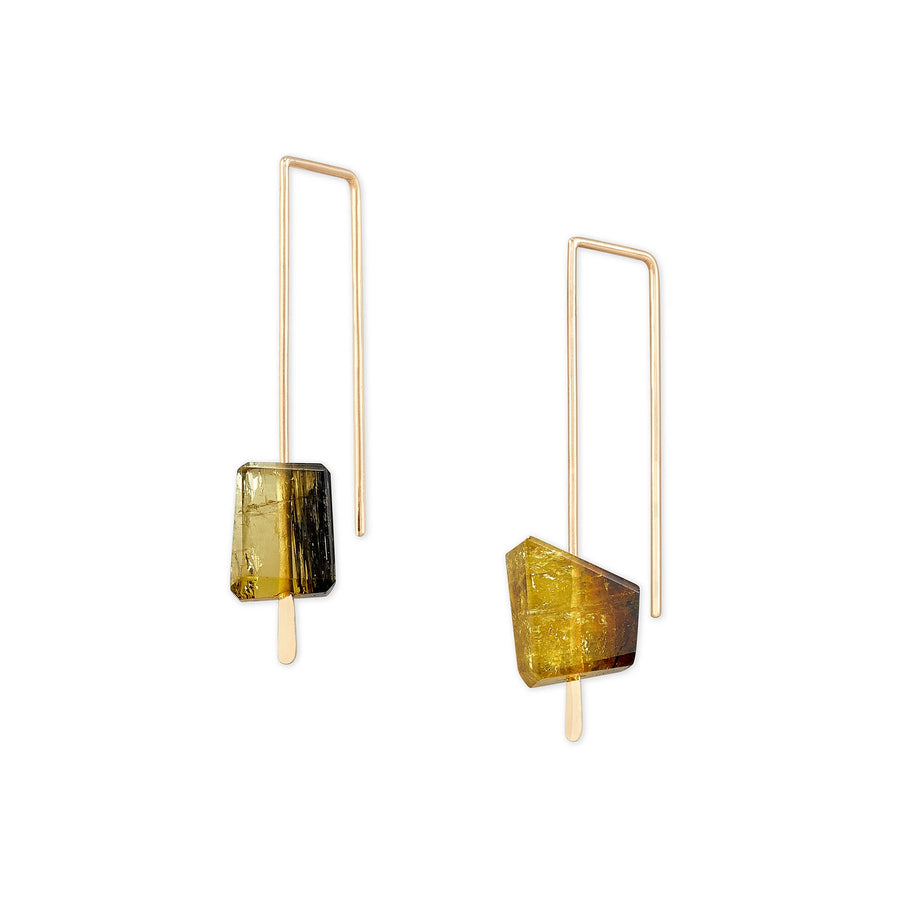 Medium Hook Yellow Tourmaline Earrings