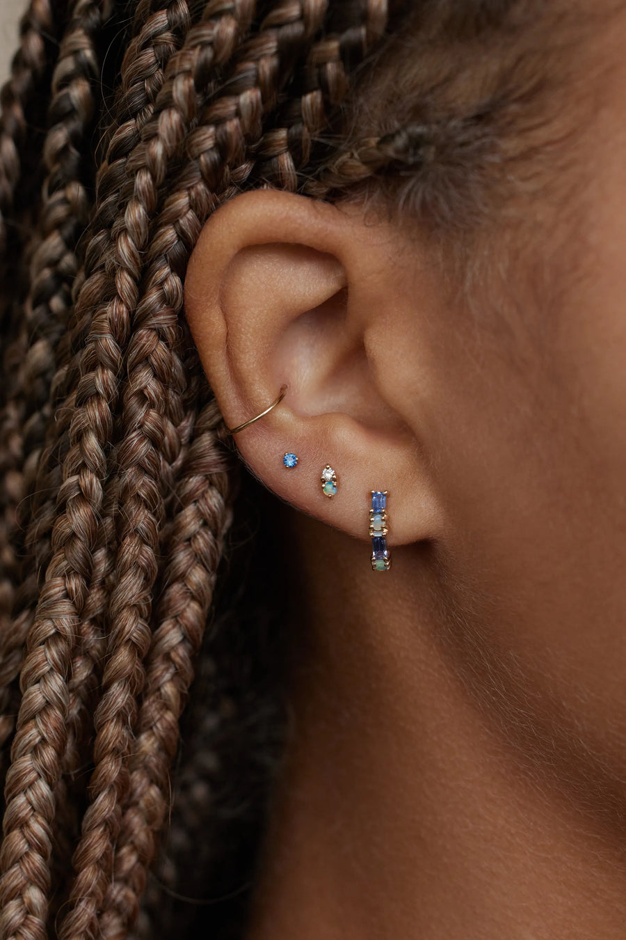 Sapphire & Opal Pillar Hoop Earrings