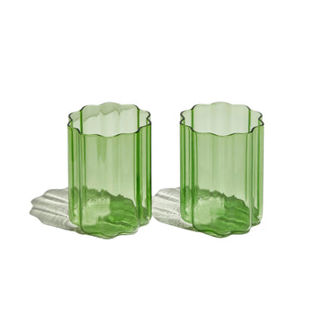 GREEN WAVE GLASS - SET OF 2