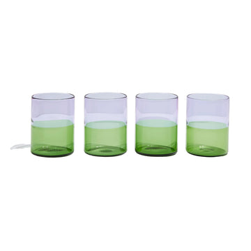 Lilac & Green Two Tone Glasses - Set of 4