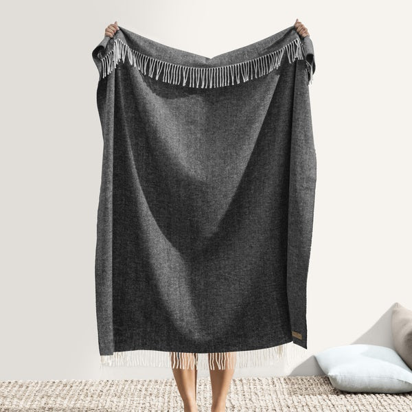 Graphite Italian Herringbone Throw