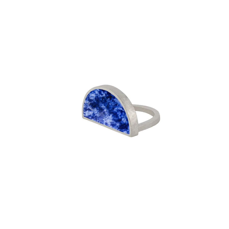 Medio Circulo Sodalite Silver Ring - Size 7