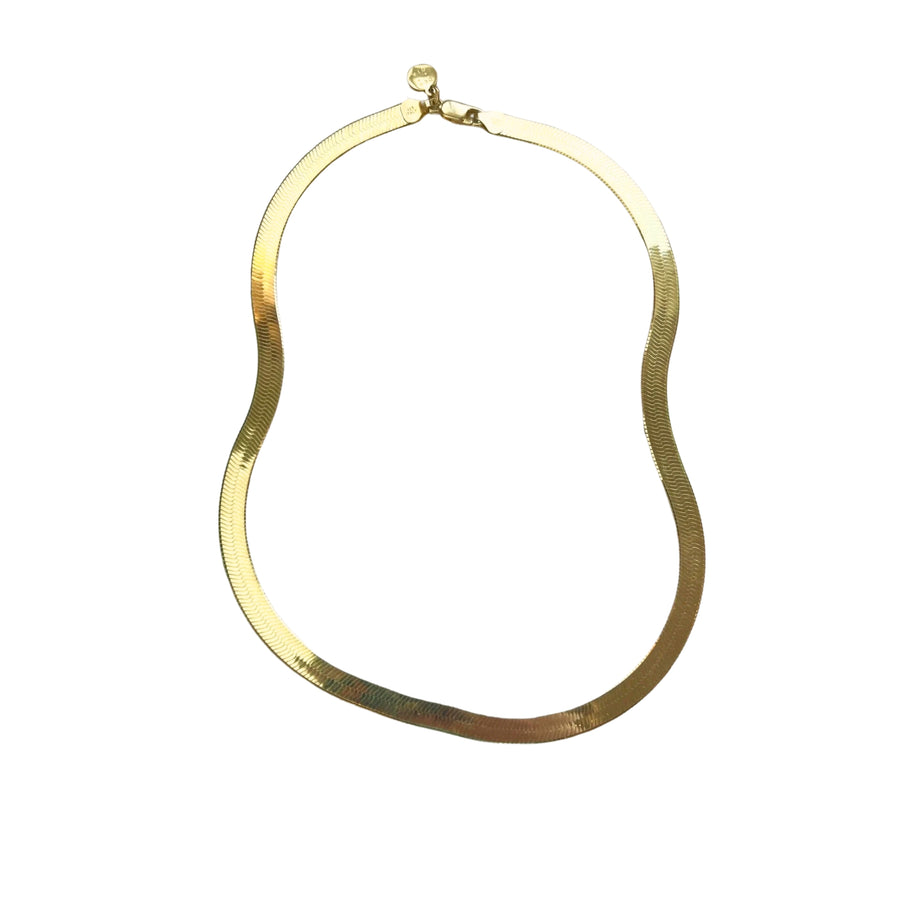 Bold Gold Herringbone Chain - 14K GP