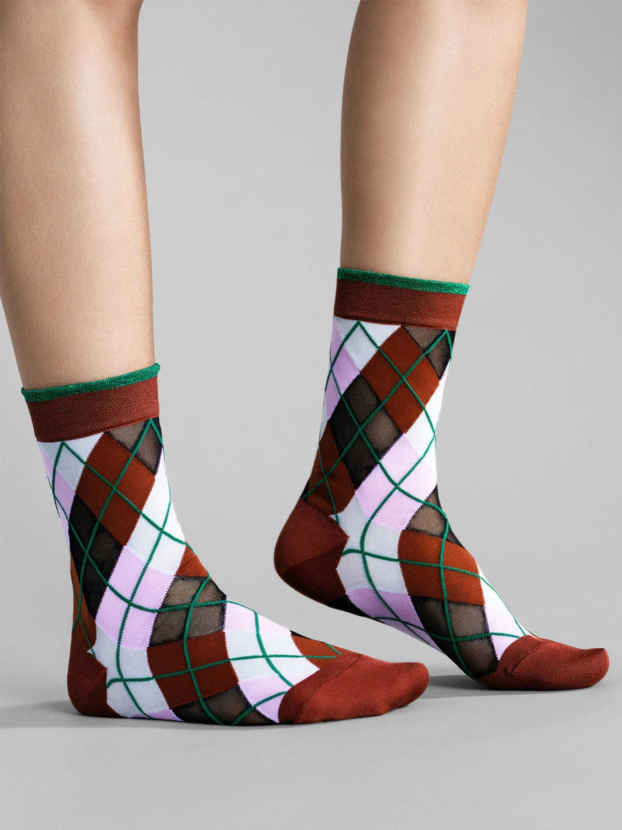 Argyle Sheer Crew - Merlot