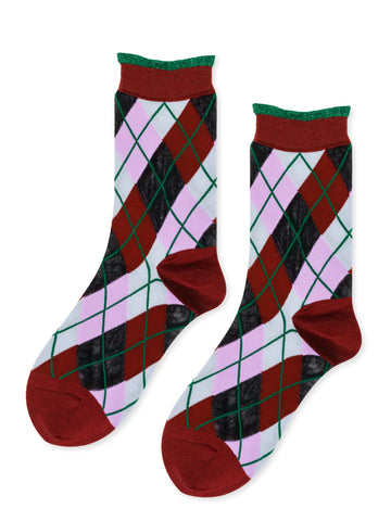 Argyle Sheer Crew - Merlot