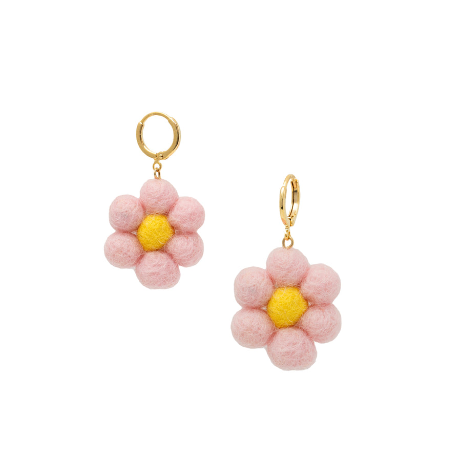 Light Pink Mini Felted Daisy Earrings