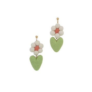 Heart Felted Daisy Earrings