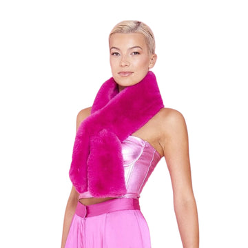 Faux Fur Keyhole Scarf - Hot Pink