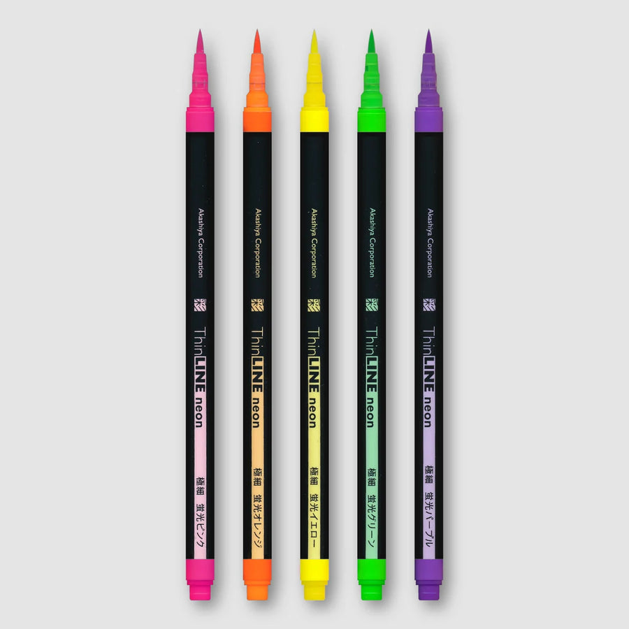 HCT x Akashiya ThinLINE Neon Brush Pen S/5