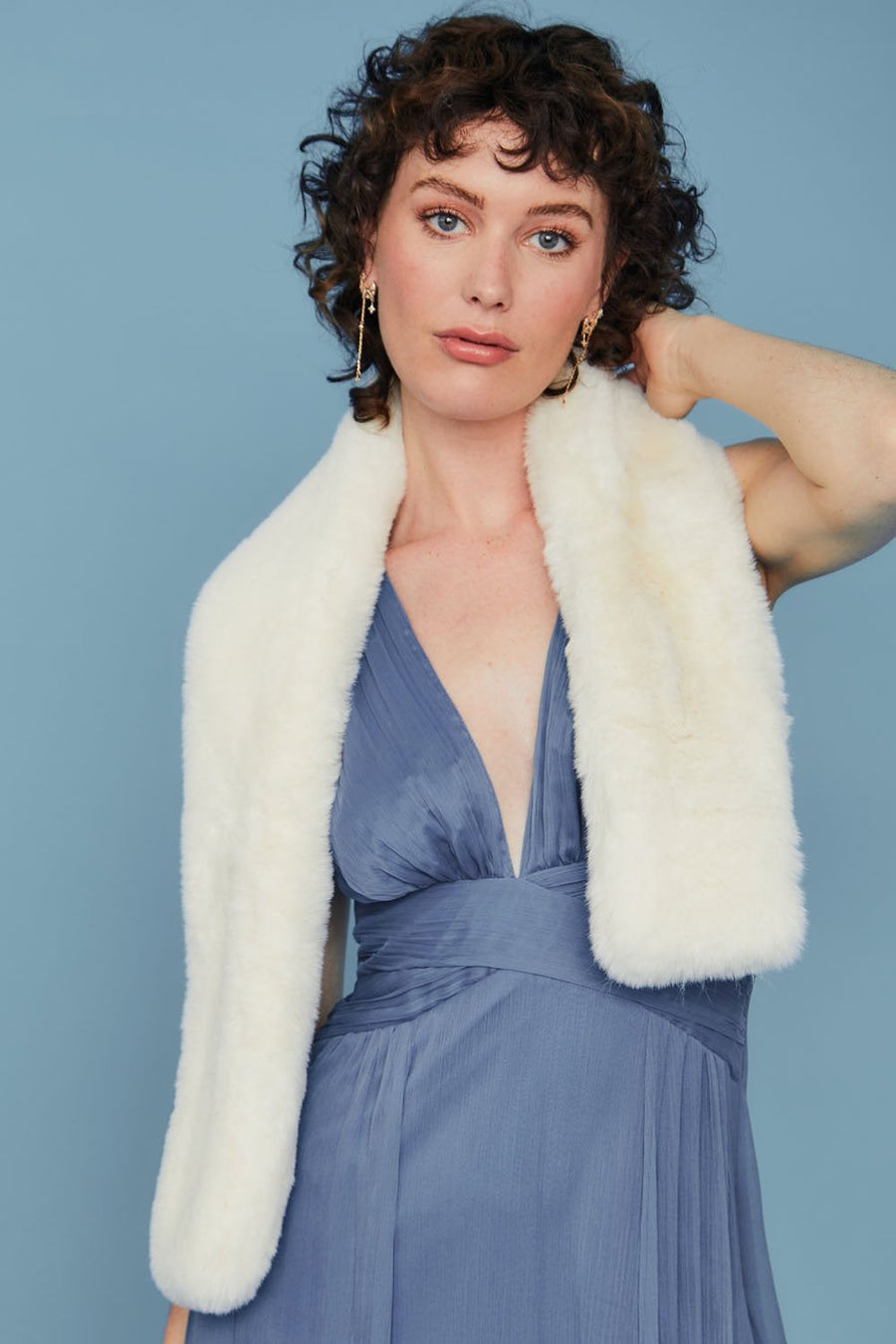 Faux Fur Keyhole Scarf - Ivory