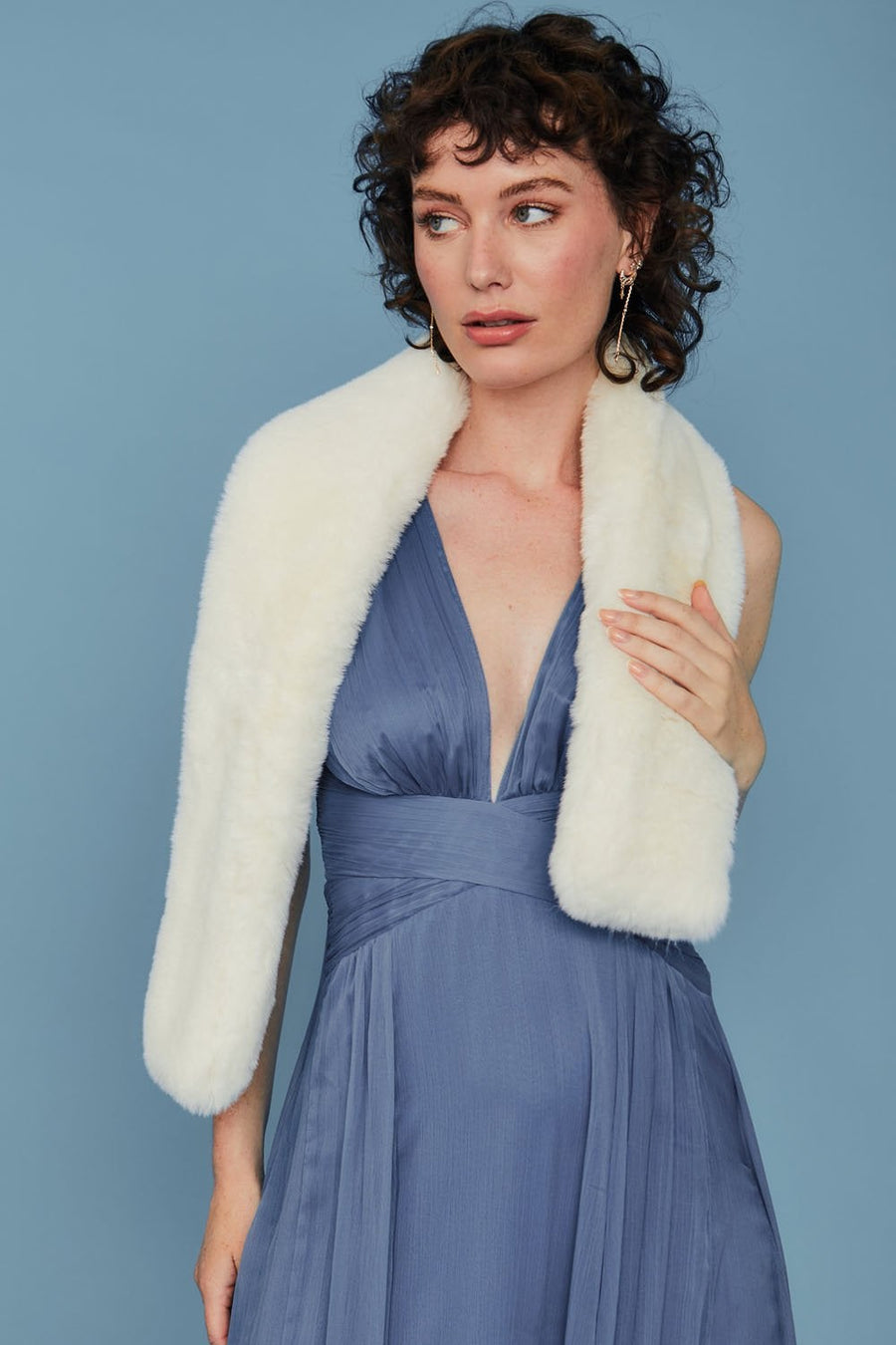Faux Fur Keyhole Scarf - Ivory