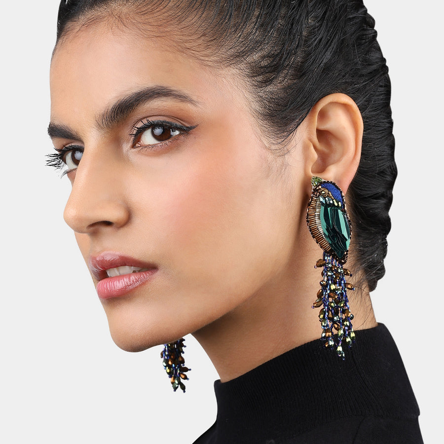 Kingfisher Earrings - Forest Green