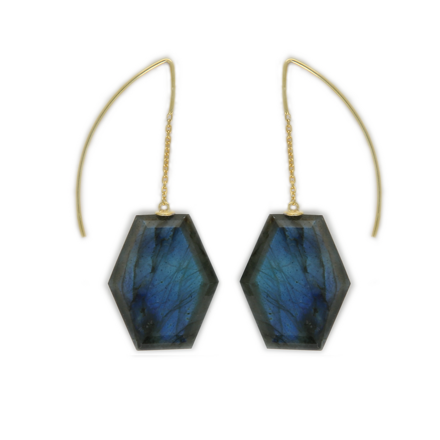 VERMEIL WIRE LABRADORITE  DROP EARRING